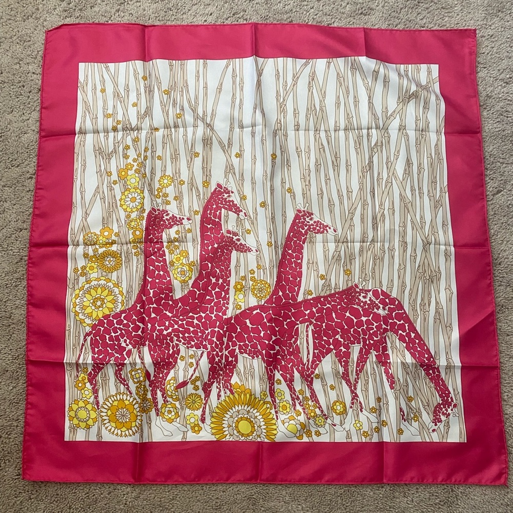 Pink giraffe yellow flower scarf